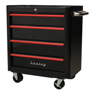 Sealey AP28204BR Premier™ Retro Style Rollcab 4 Drawer - Black with Red Anodised Drawer Pulls Electro South West Ltd