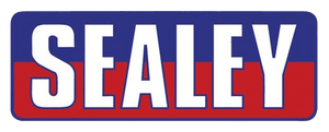 Sealey logo with white text on a blue and red background