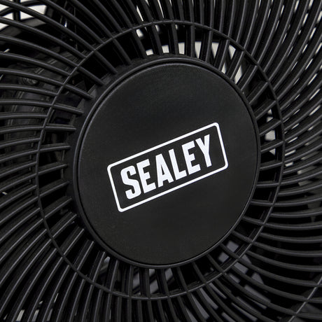 Black fan with Sealey logo on a white background