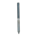 Metal wood to metal dowel on a white background