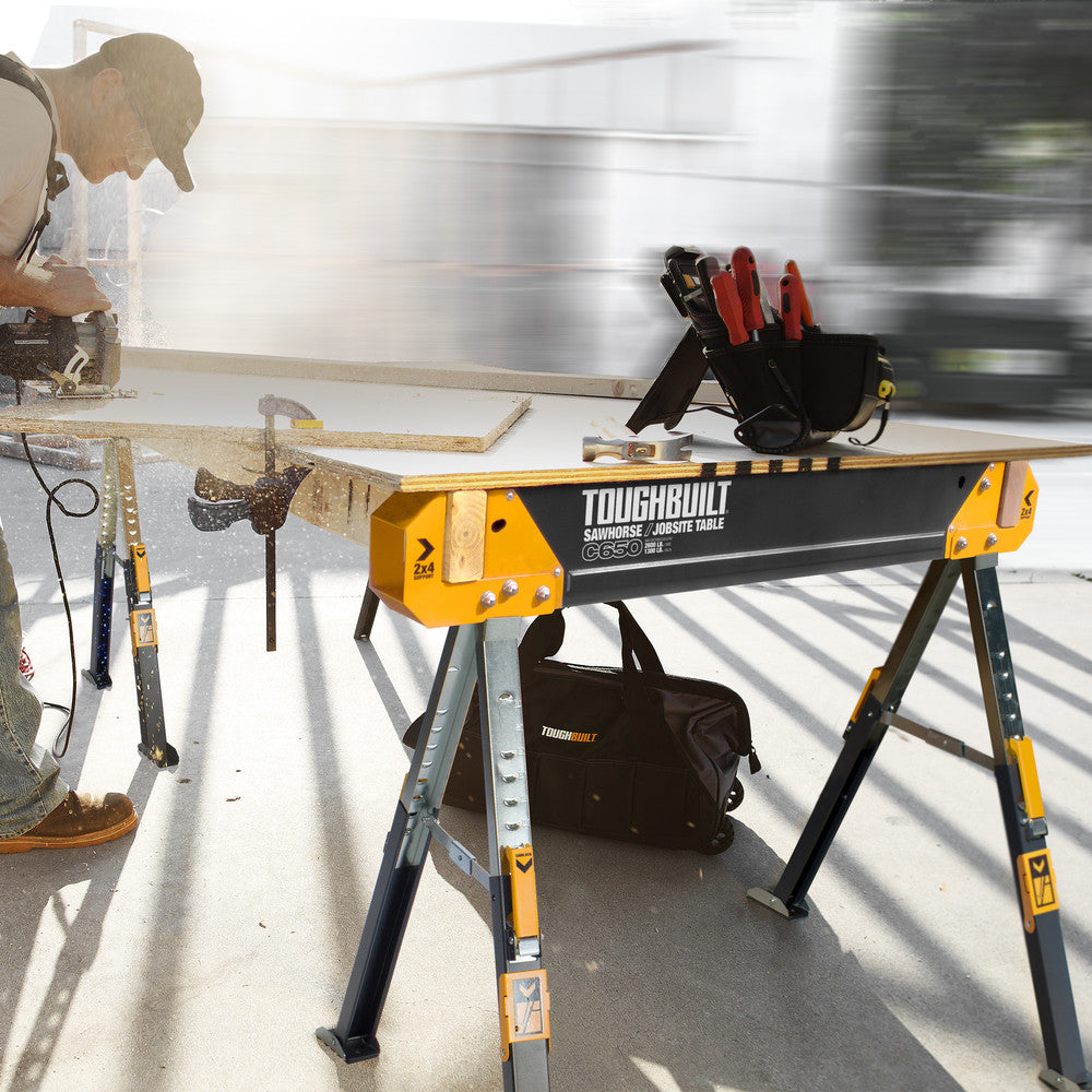 Toughbuilt C650 Sawhorse / Jobsite Table Twin Pack TB-C650-2 - Electro South West Ltd