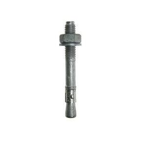 Hot dipped galvanised throughbolt on a white background