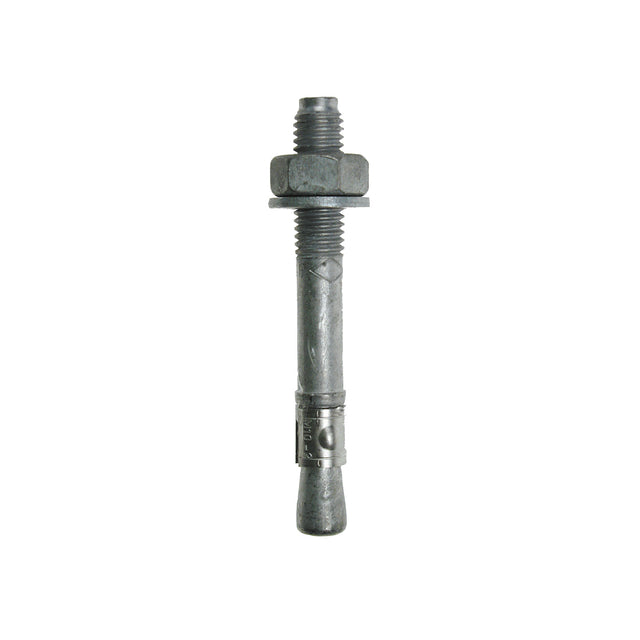 Hot dipped galvanised throughbolt on a white background
