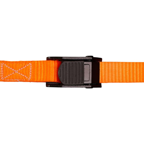 Orange belt with a black buckle on a white background