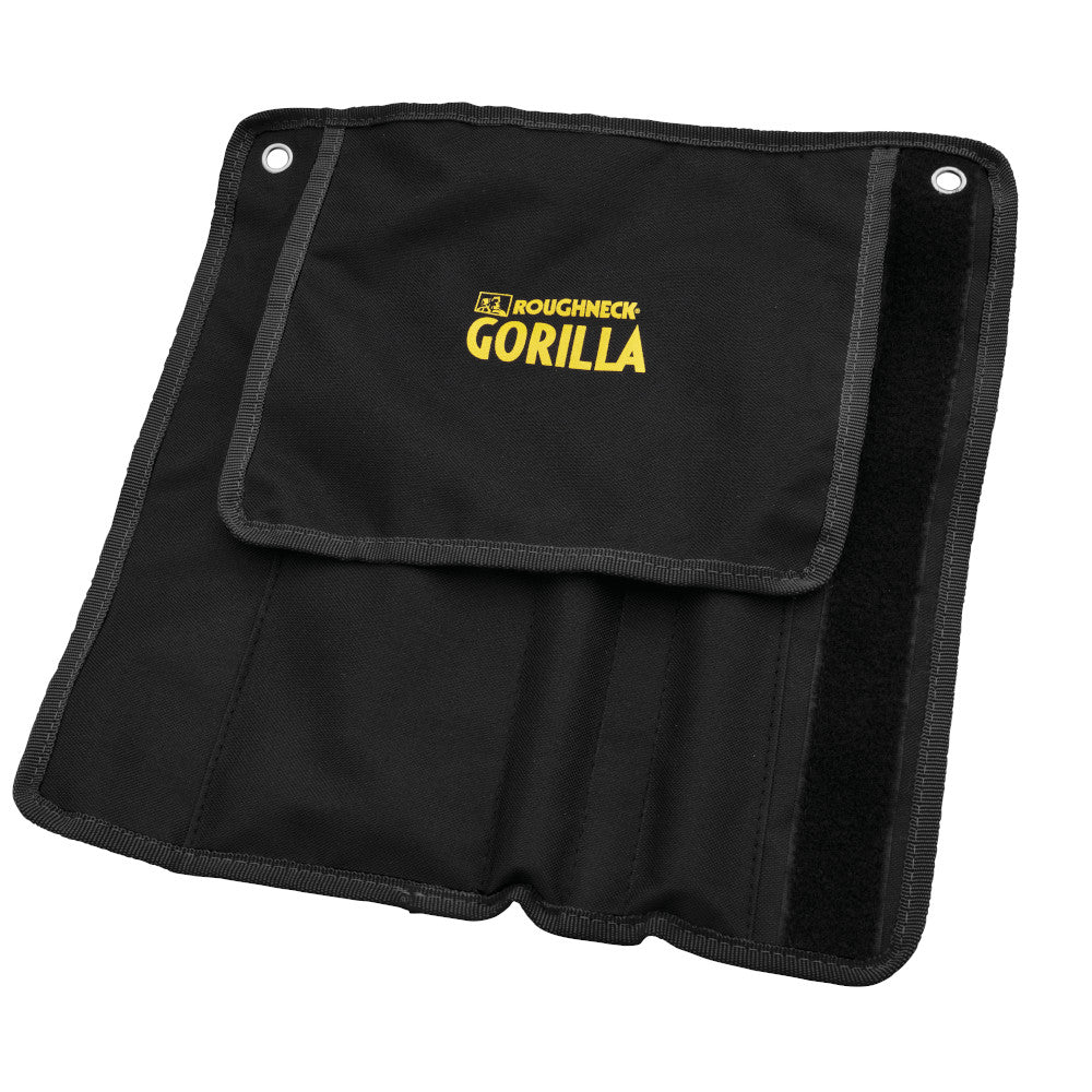 Black tool pouch with 'Roughneck Gorilla' logo on a white background