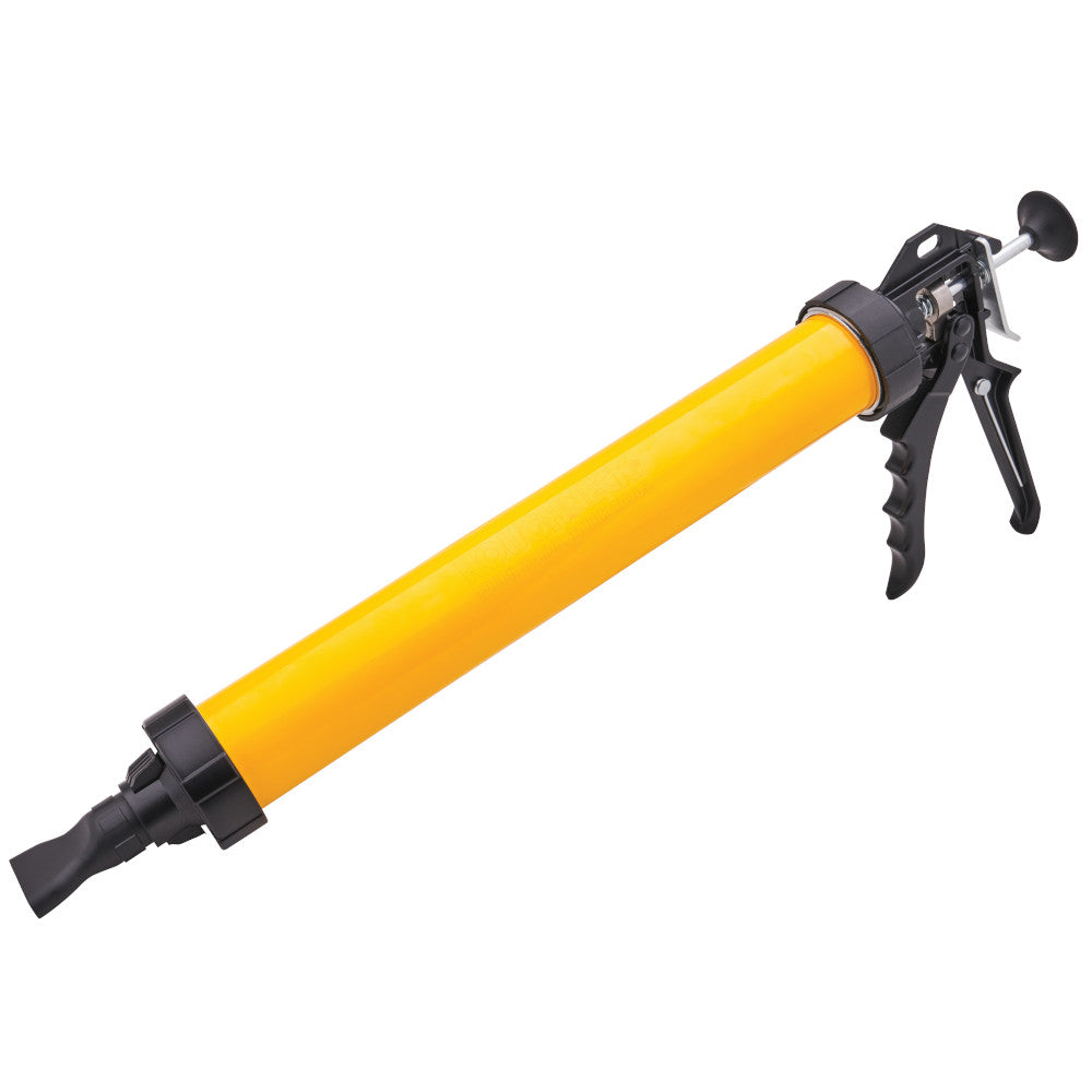 Yellow and black mortar gun on a white background