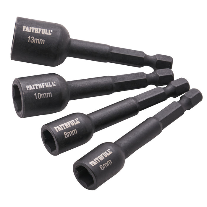 Set of Faithfull nut drivers in various sizes on a white background