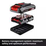 Einhell Battery management system with red and black design on a white background