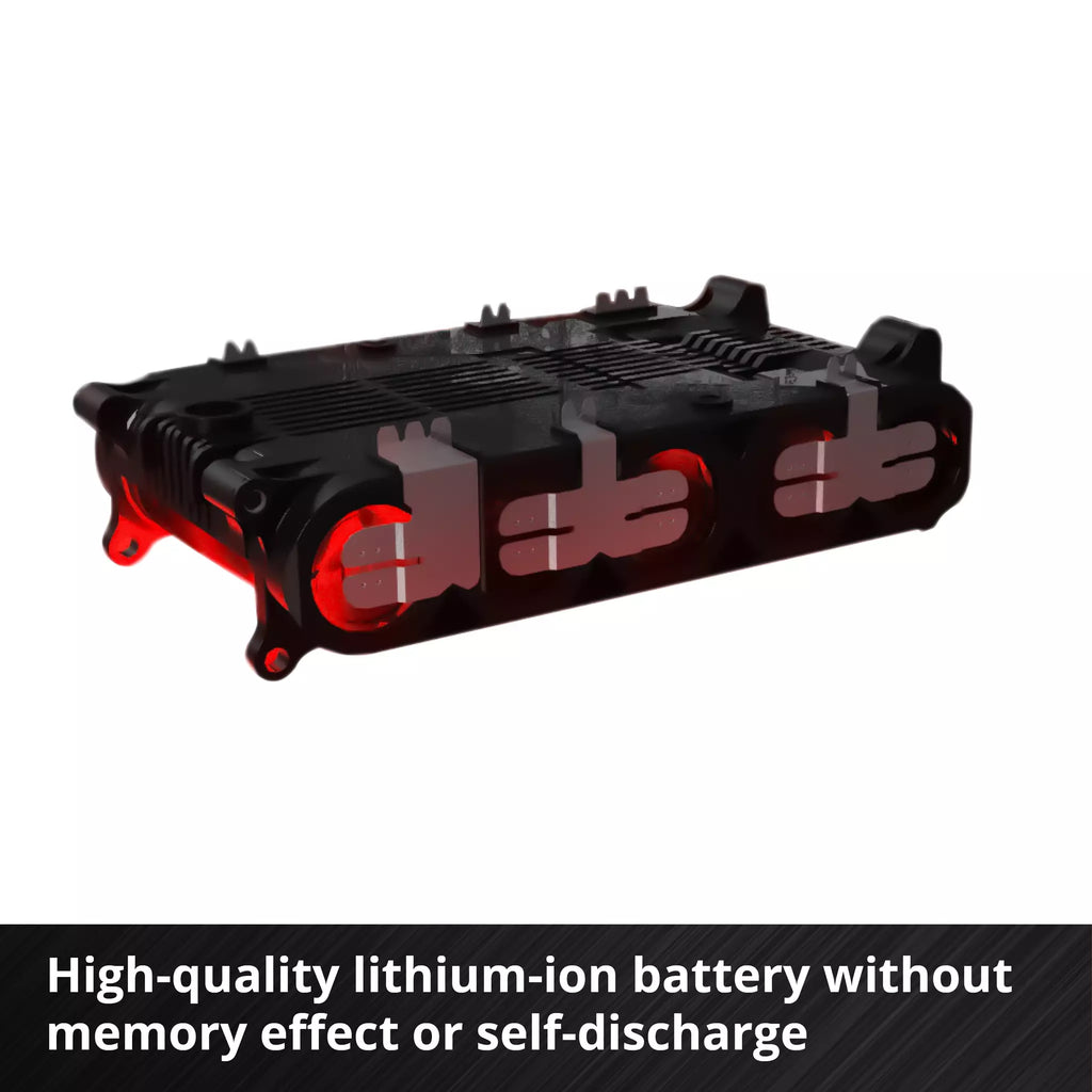 High-quality lithium-ion battery with red accents on a white background