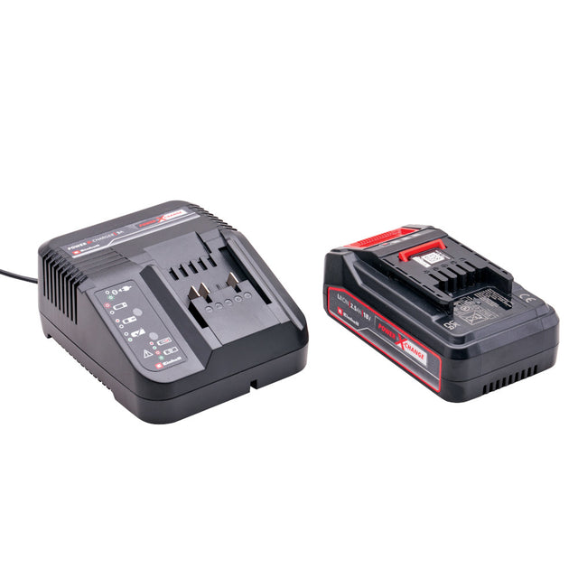 Battery charger and battery pack on a white background