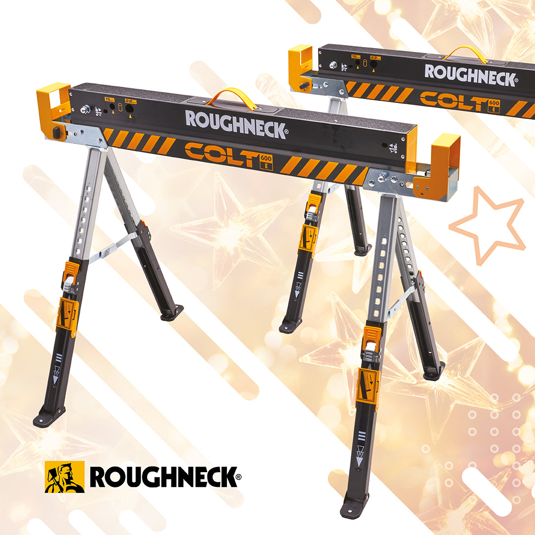 Roughneck Colt 600E Folding Heavy Duty Sawhorse Twin Pack