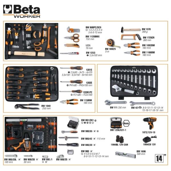 Beta Worker BW 2056E 12v Tool Case With Assortment Of 146 tools
