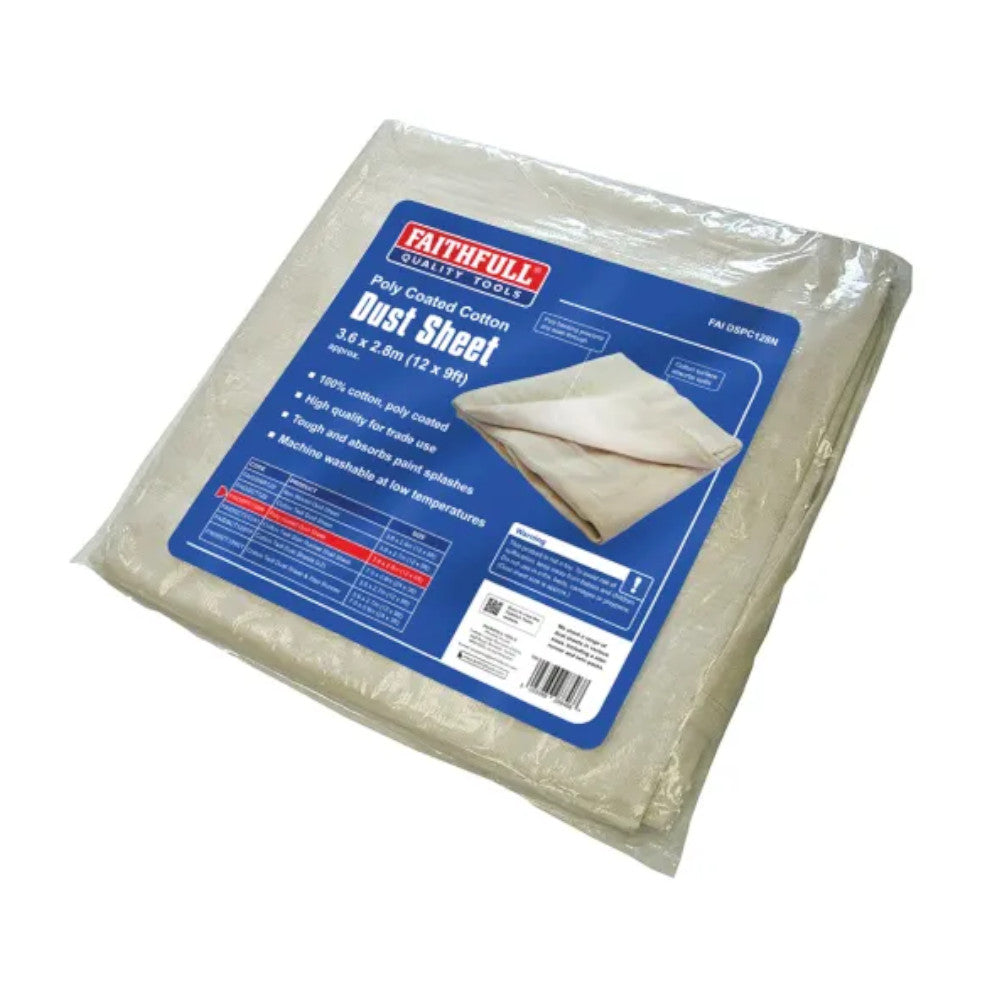 Faithfull Polythene Backed Cotton Twill Dust Sheet 3.6x2.8m