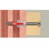 fischer duopower wall plug shown installed into brick
