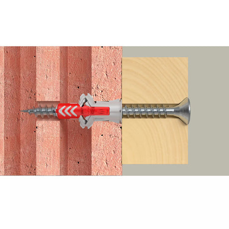 fischer duopower wall plug shown installed into brick