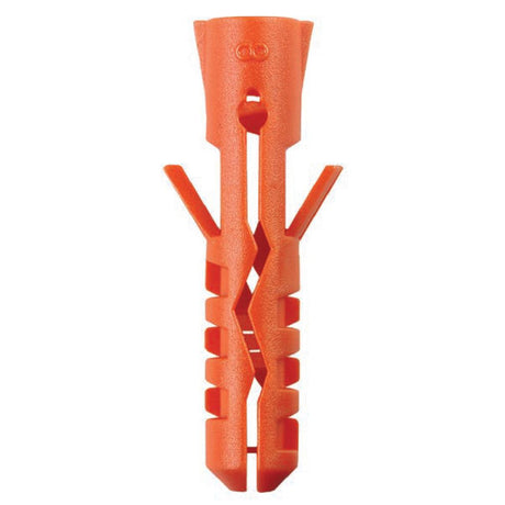 An orange Mungo nylon wall anchor plug shown vertically against a plain white background.