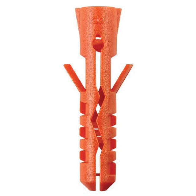 An orange Mungo nylon wall anchor plug shown vertically against a plain white background.