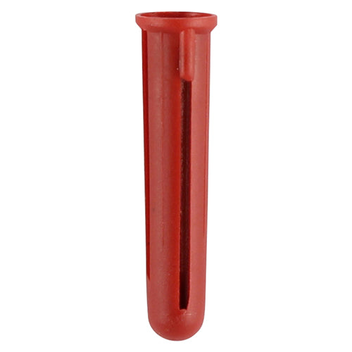 Red Plastic Wall Plugs for 6g-10g / 3.5-5.0mm Screws (Box of 100)