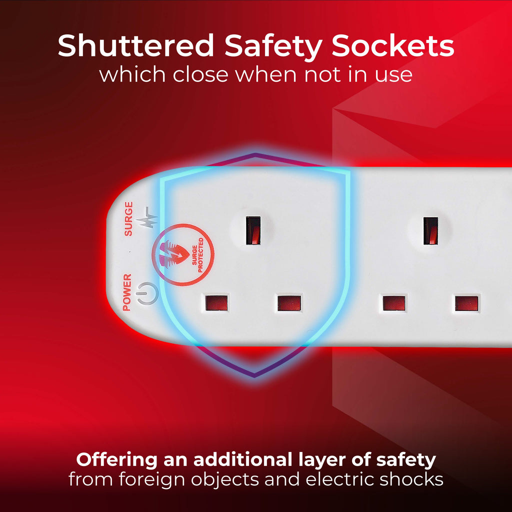 Masterplug 13A 4 Gang Unswitched Surge Protected Extension Lead White
