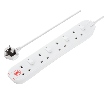 Masterplug 13A 4 Gang Switched Surge Protected Extension Lead White