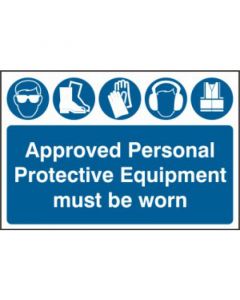 APPROVED PERSONAL PROTECTIVE EQUIPMENT 600x400mm PVC SIGN
