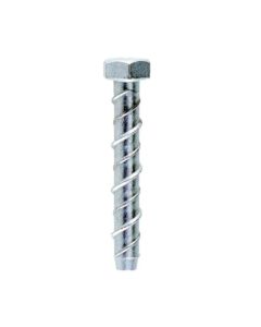 An Image of a zinc plated hex head anchor bolt on a white background