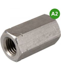 Metric Studding Connectors / Long Nuts DIN 6334 Stainless Steel A2 (304)
